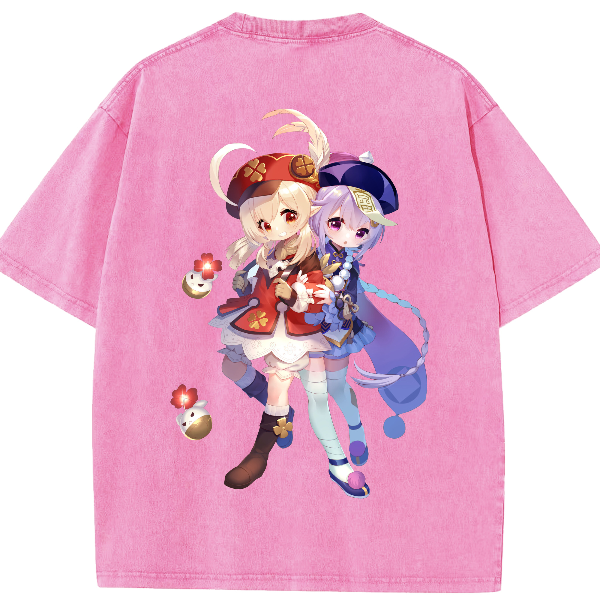 げんし神 七七 なな  genshin Nana 綿100% ヴィンテージ風 半袖Tシャツ（背面プリント）
